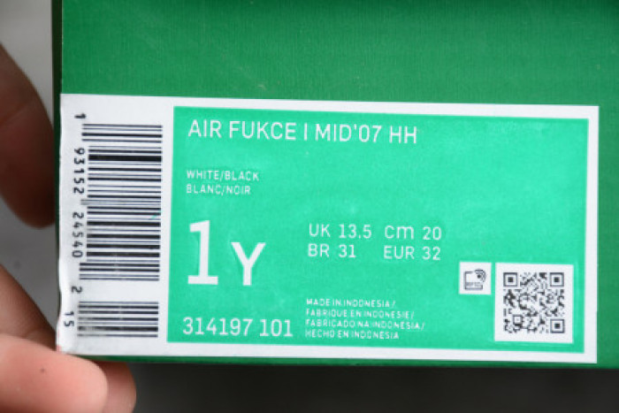 KIDS NIKE AIR FORCE 1 MID 07 WHITE BLACK RED 314197-101